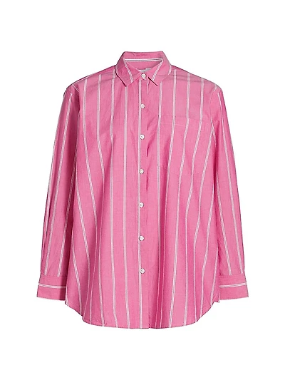 Elsa Striped Cotton Button-Front Shirt