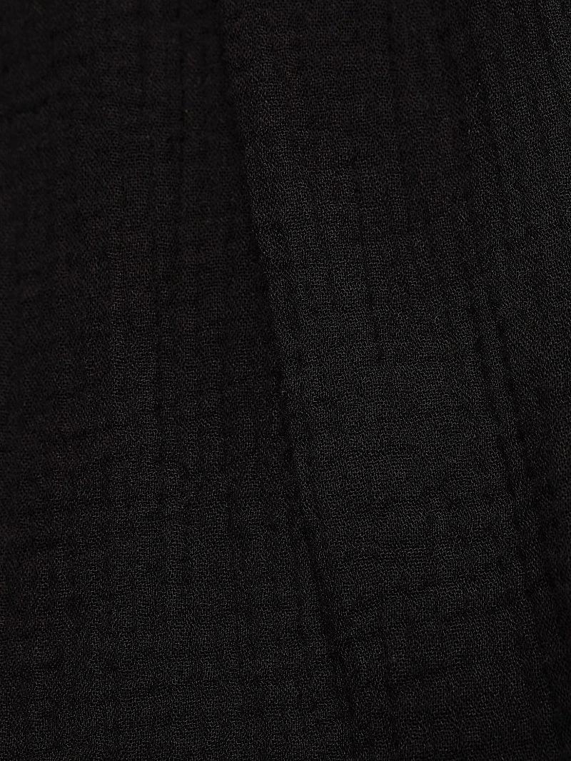 Sayer Gauze Split Neck Short-Sleeve Top