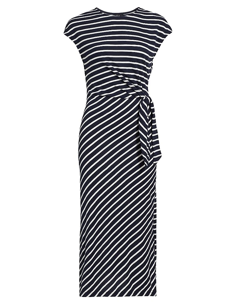 Selah Striped Cotton Tie-Waist Midi-Dress