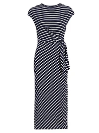 Selah Striped Cotton Tie-Waist Midi-Dress