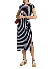Selah Striped Cotton Tie-Waist Midi-Dress