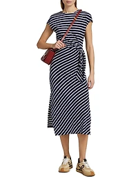 Selah Striped Cotton Tie-Waist Midi-Dress