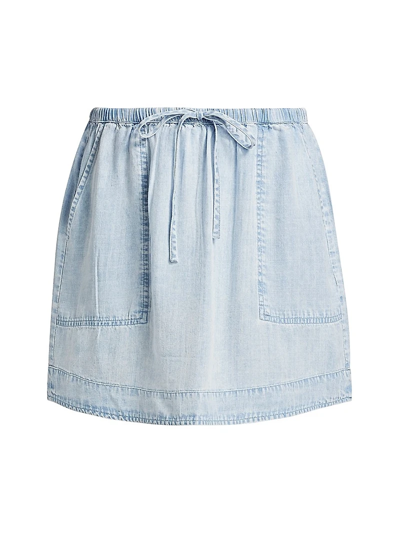 Denim Drawstring Miniskirt