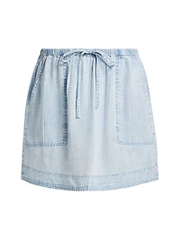 Denim Drawstring Miniskirt
