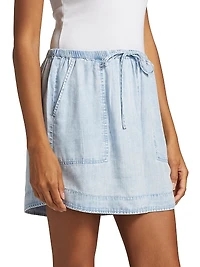 Denim Drawstring Miniskirt