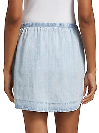 Denim Drawstring Miniskirt