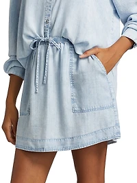 Denim Drawstring Miniskirt