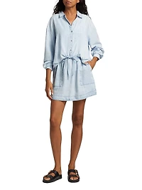 Denim Drawstring Miniskirt