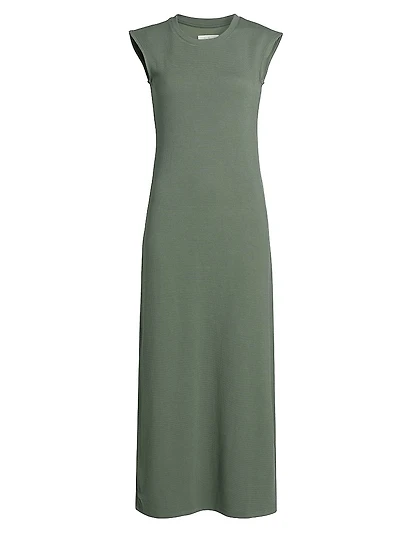 Waffle Scuba Fitted Midi-Dress