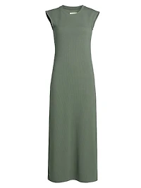 Waffle Scuba Fitted Midi-Dress