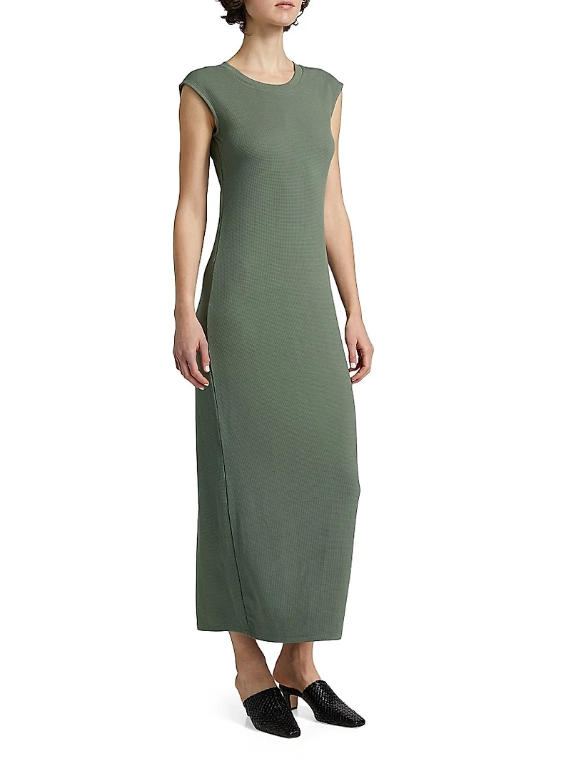 Waffle Scuba Fitted Midi-Dress