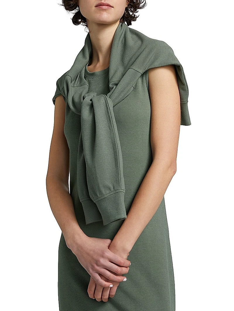 Waffle Scuba Fitted Midi-Dress