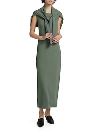 Waffle Scuba Fitted Midi-Dress