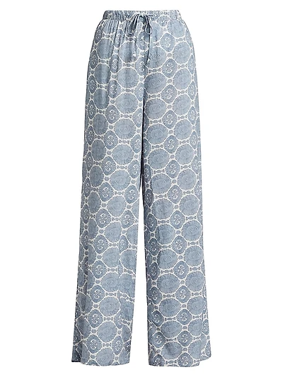Sun Print Wide-Leg Pants