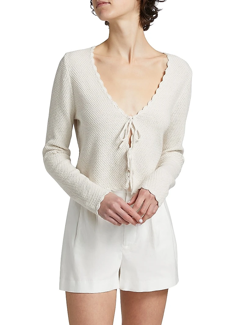 Scalloped Tie-Front Cardigan