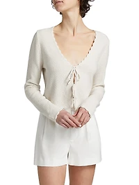 Scalloped Tie-Front Cardigan