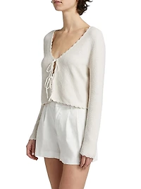 Scalloped Tie-Front Cardigan