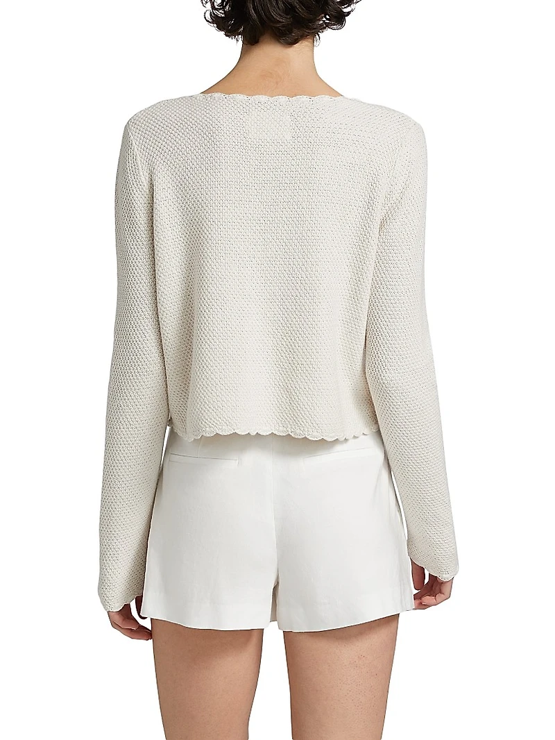 Scalloped Tie-Front Cardigan