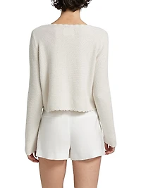 Scalloped Tie-Front Cardigan