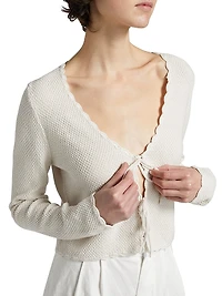 Scalloped Tie-Front Cardigan