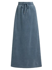 Indigo Cotton-Blend Midi-Skirt