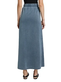 Indigo Cotton-Blend Midi-Skirt