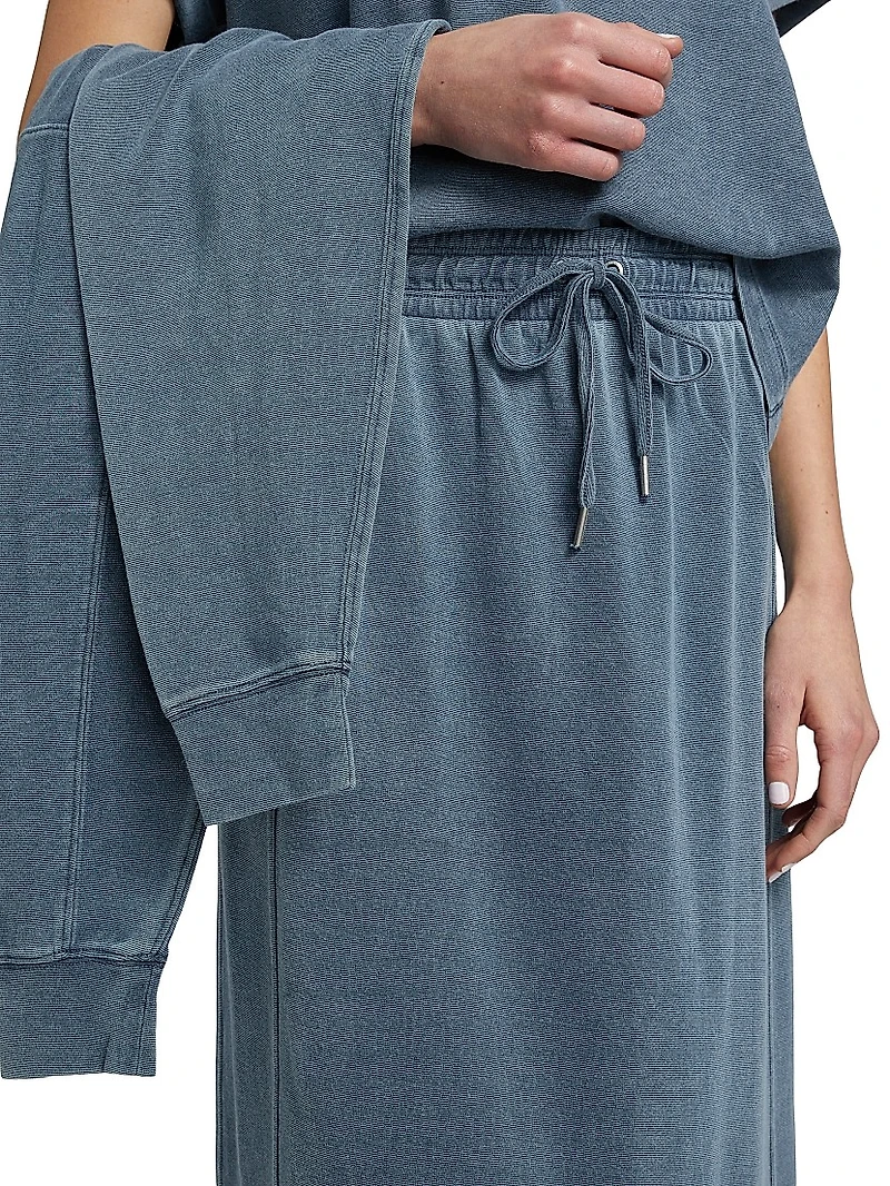 Indigo Cotton-Blend Midi-Skirt