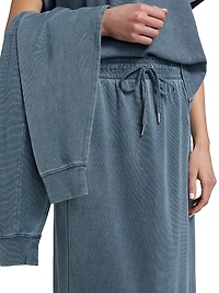 Indigo Cotton-Blend Midi-Skirt