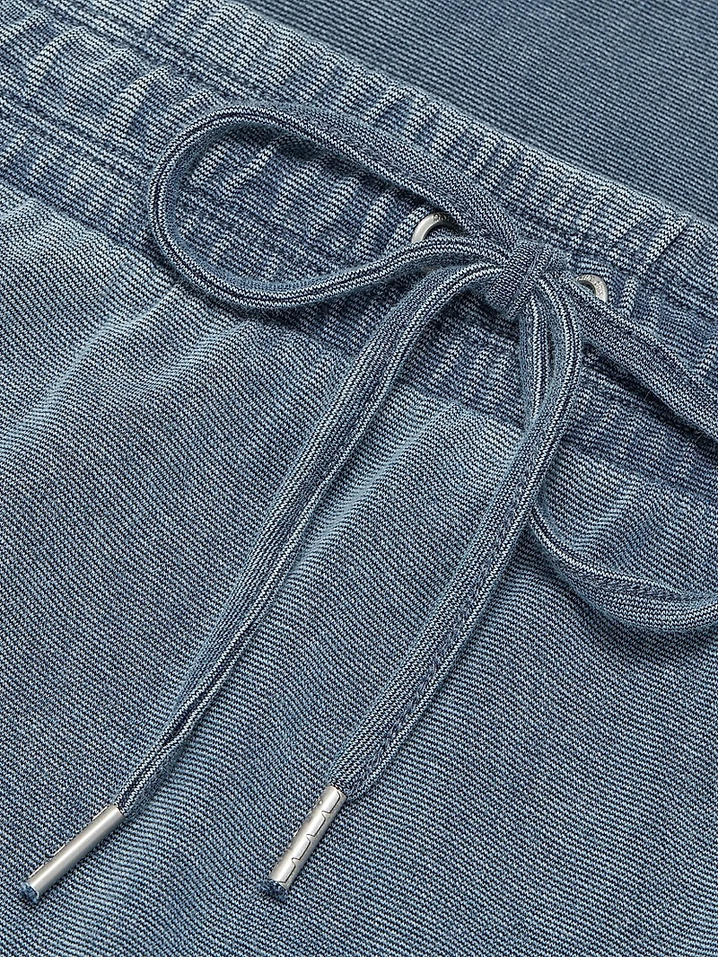 Indigo Cotton-Blend Midi-Skirt