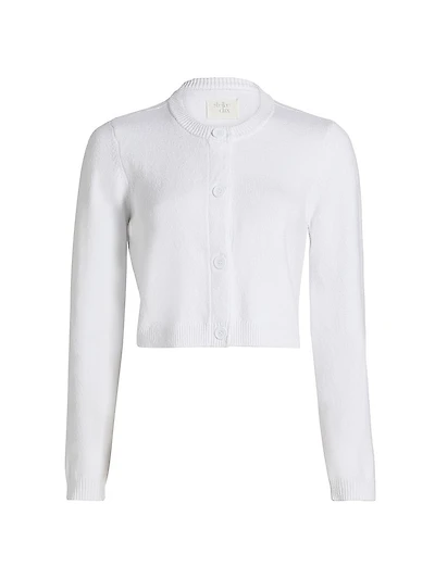 Cotton-Blend Point Collar Crop Cardigan