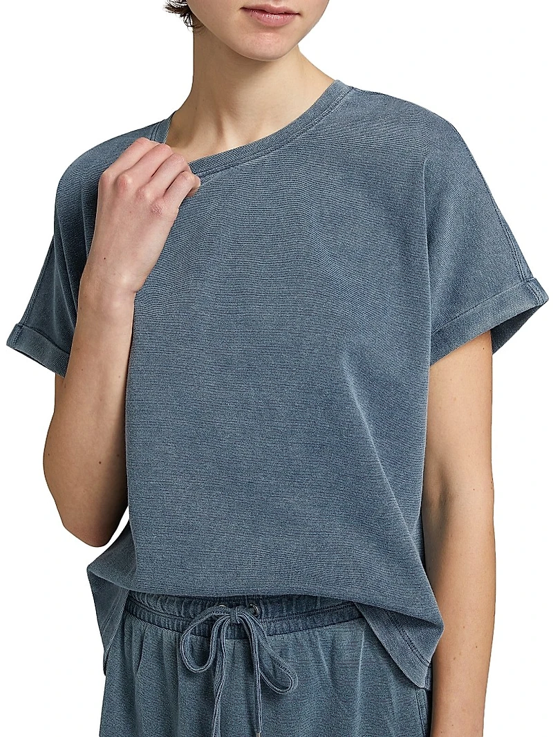 Cotton-Blend Short-Sleeve Sweatshirt