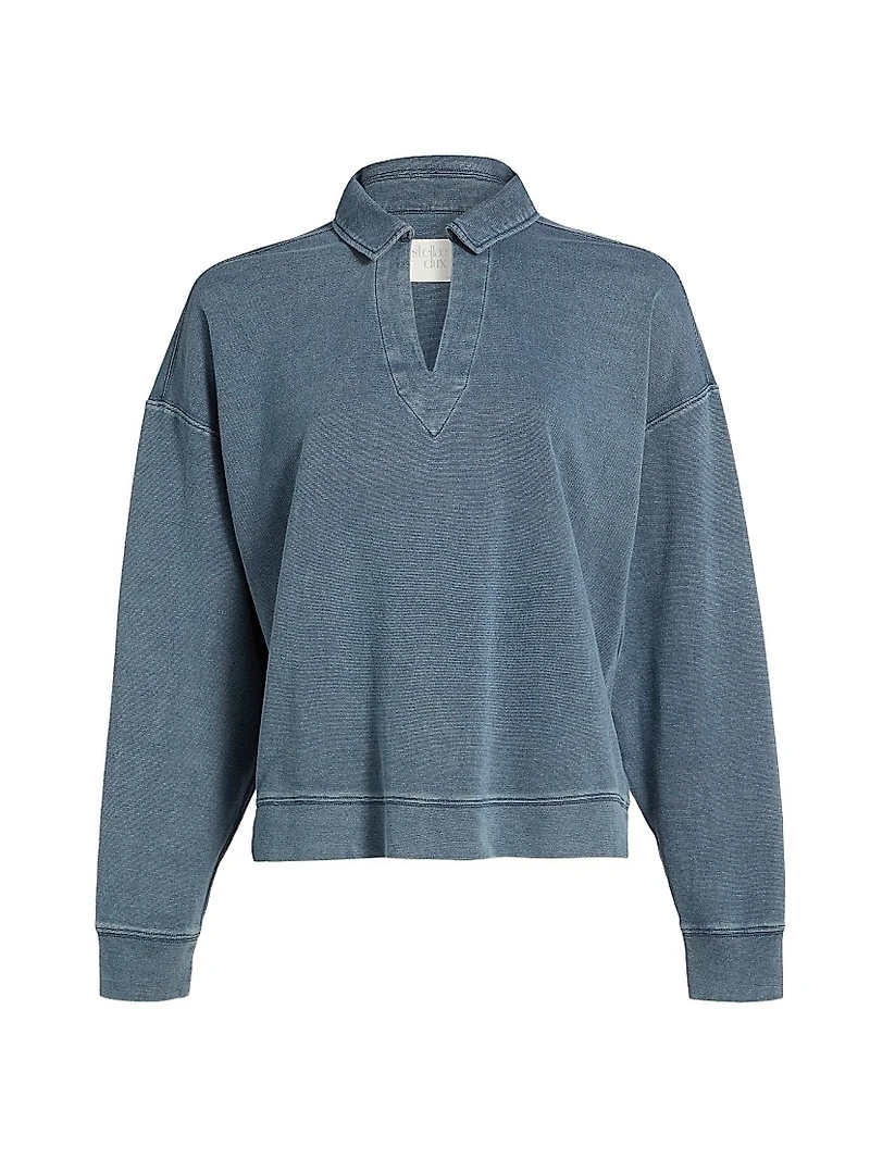 Cotton-Blend Polo Sweatshirt