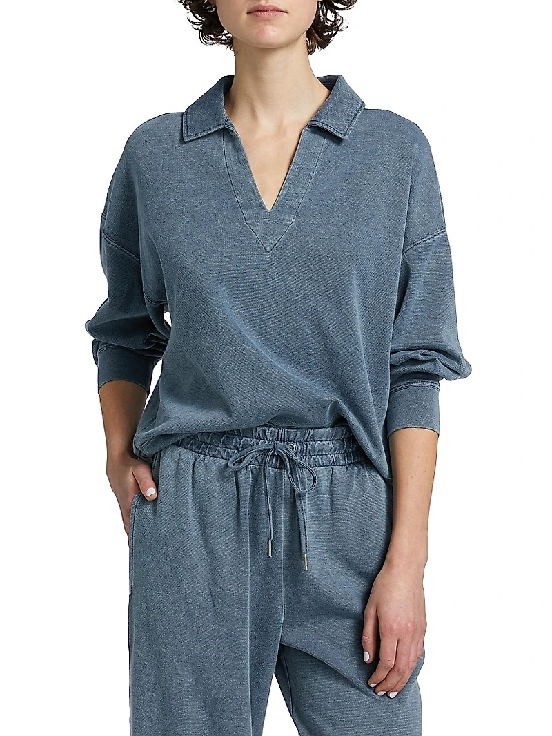 Cotton-Blend Polo Sweatshirt
