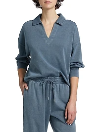 Cotton-Blend Polo Sweatshirt