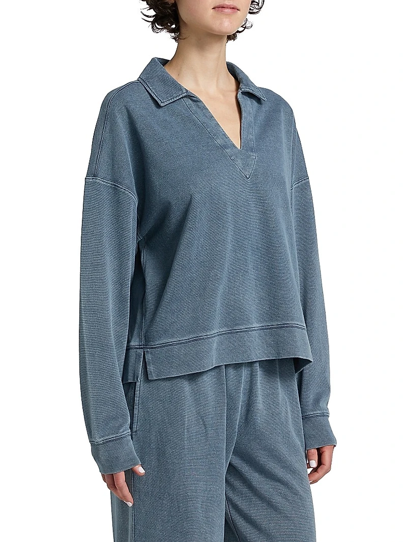 Cotton-Blend Polo Sweatshirt