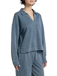 Cotton-Blend Polo Sweatshirt