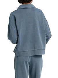 Cotton-Blend Polo Sweatshirt