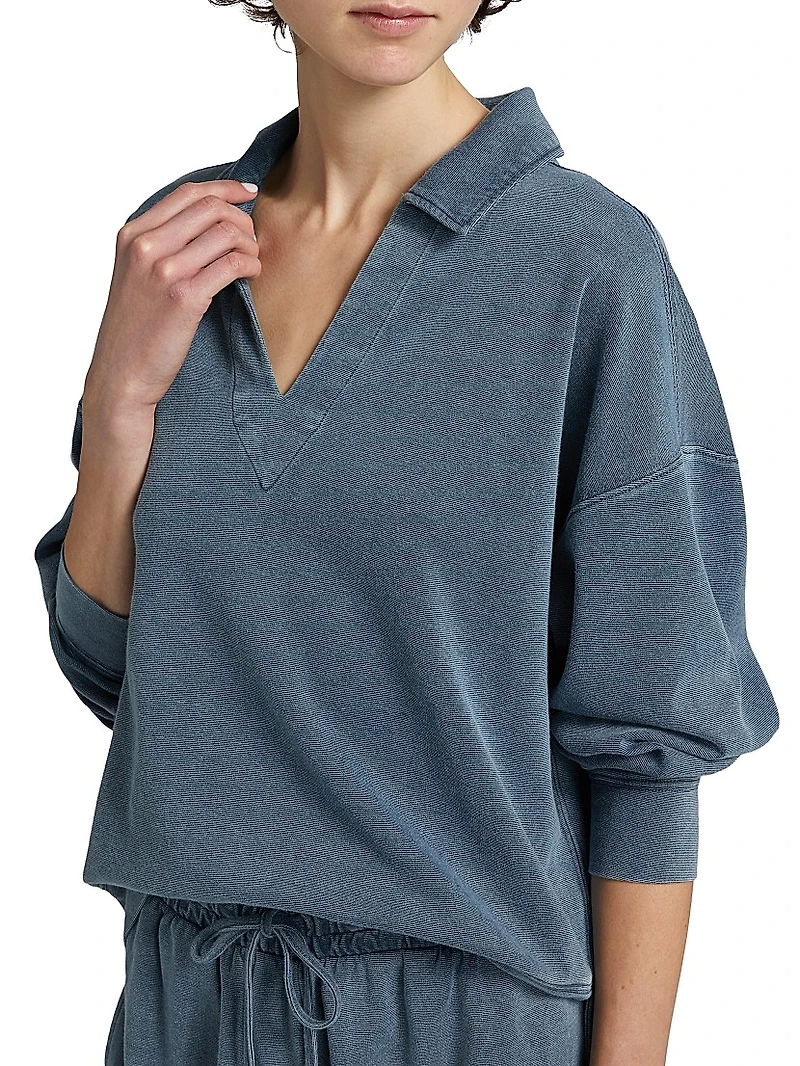 Cotton-Blend Polo Sweatshirt