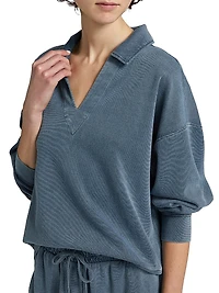 Cotton-Blend Polo Sweatshirt