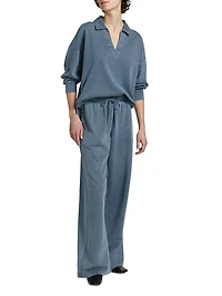 Cotton-Blend Polo Sweatshirt