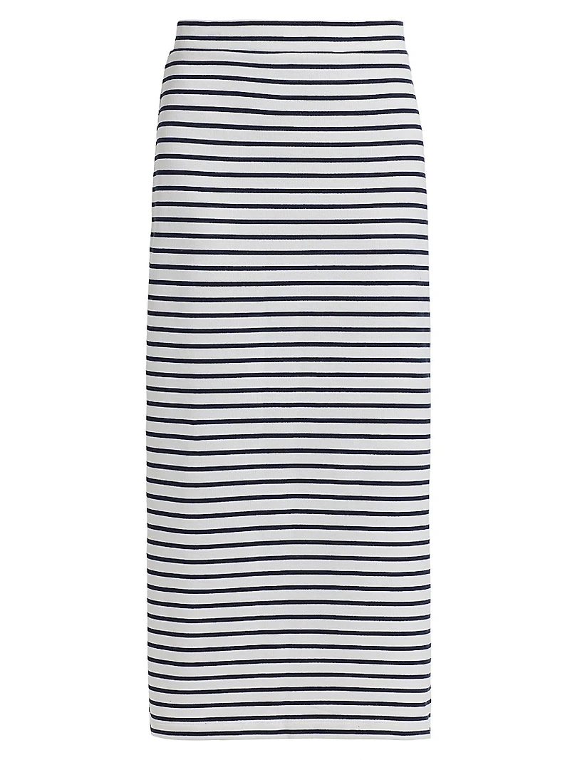 Striped High-Rise Body-Con Maxi Skirt