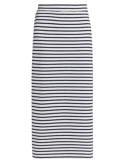 Striped High-Rise Body-Con Maxi Skirt
