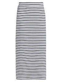 Striped High-Rise Body-Con Maxi Skirt