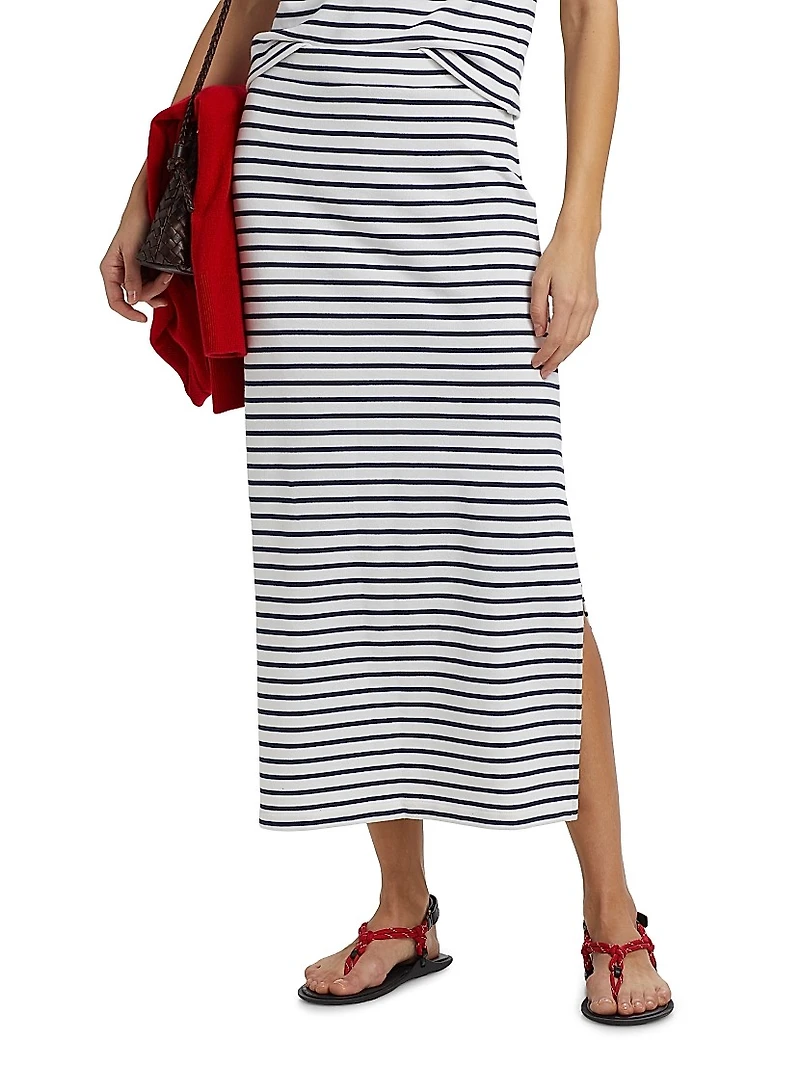 Striped High-Rise Body-Con Maxi Skirt