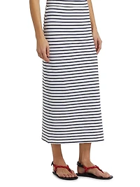 Striped High-Rise Body-Con Maxi Skirt
