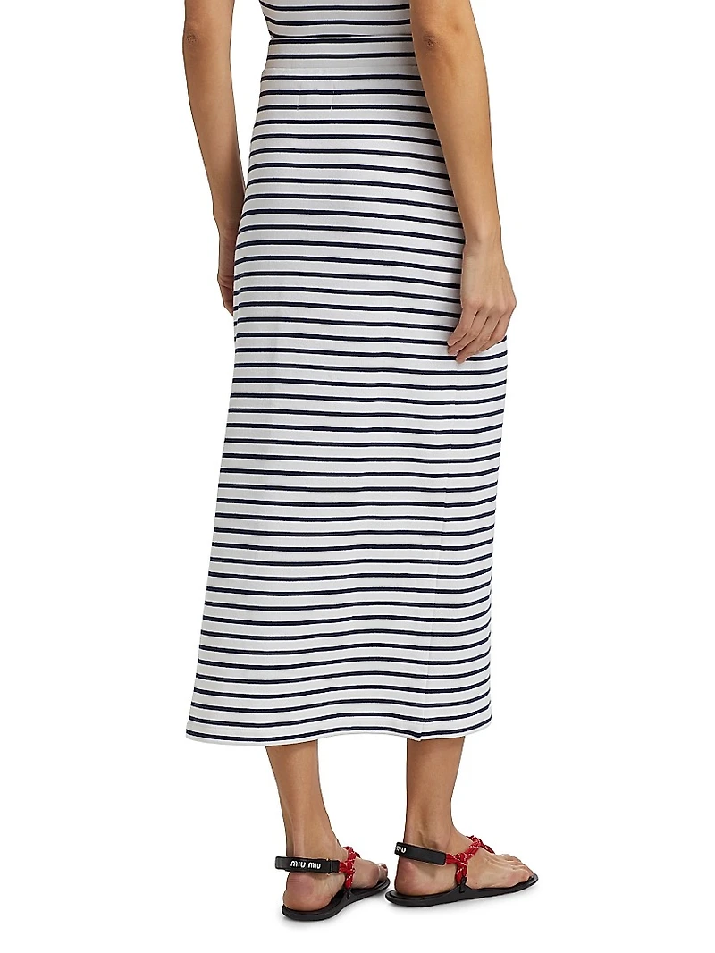 Striped High-Rise Body-Con Maxi Skirt