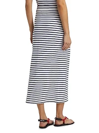 Striped High-Rise Body-Con Maxi Skirt