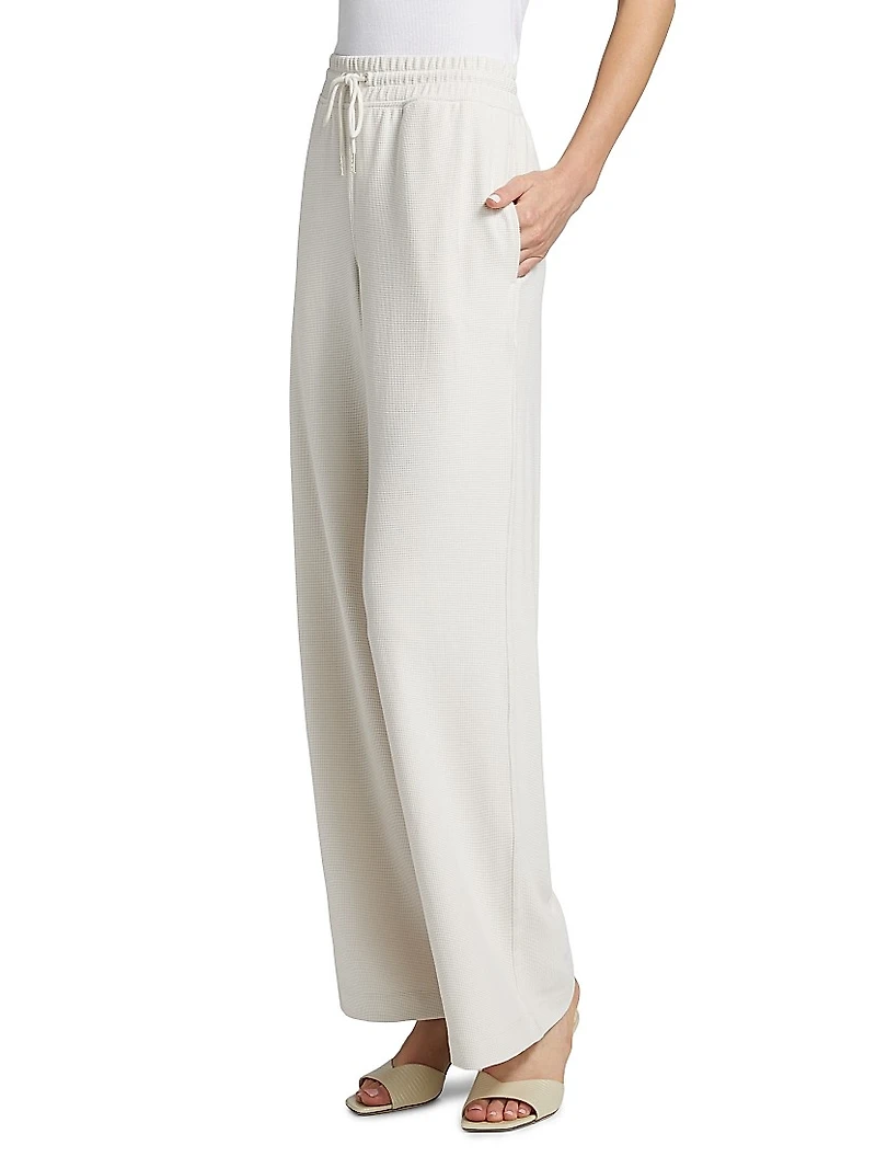Waffle Scuba Wide-Leg Sweatpants