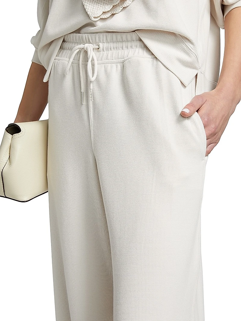 Waffle Scuba Wide-Leg Sweatpants