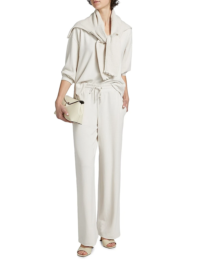 Waffle Scuba Wide-Leg Sweatpants